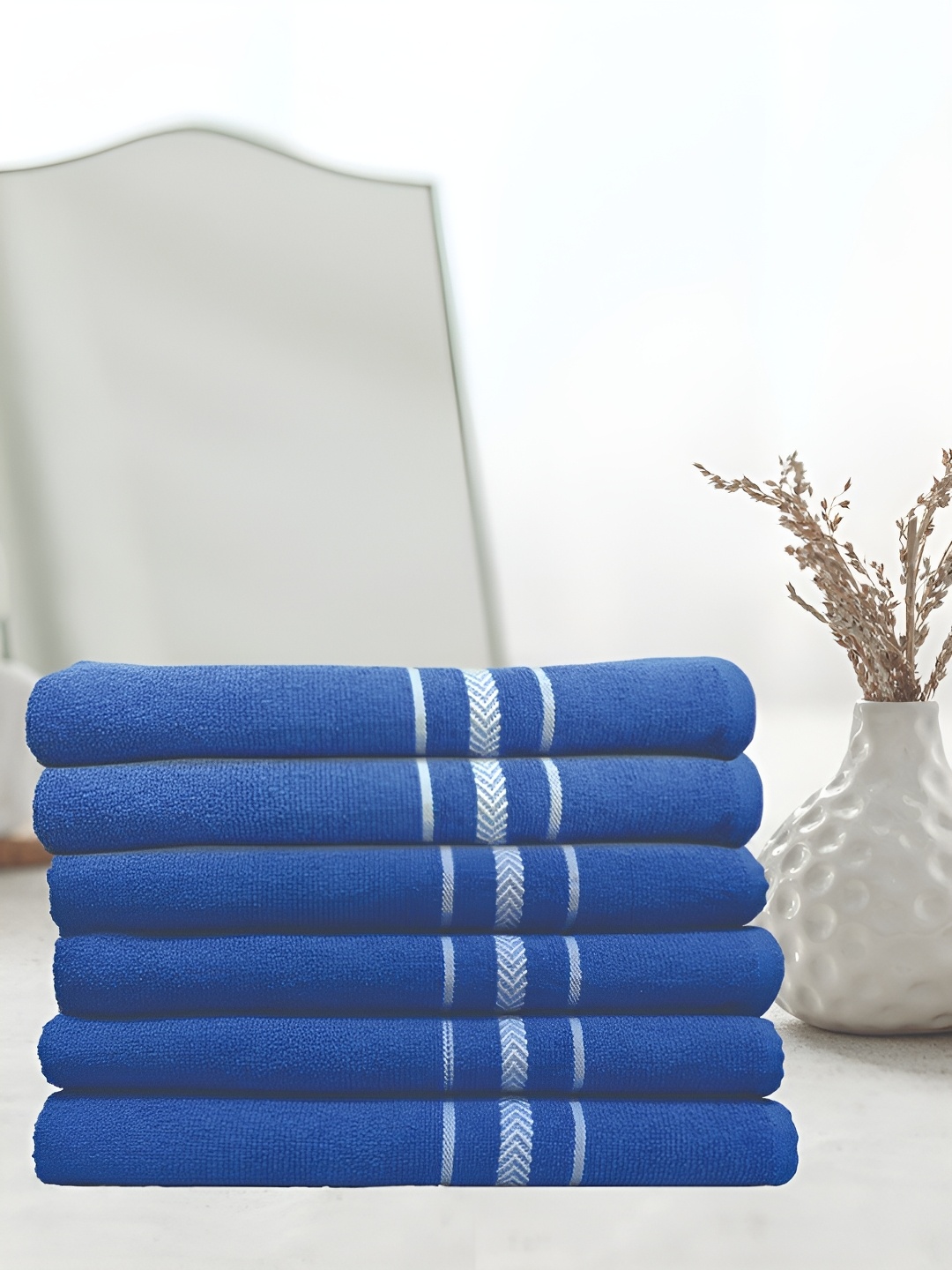 

Athom Living Blue 6 Pieces Solid Cotton 150 GSM Bath Towels