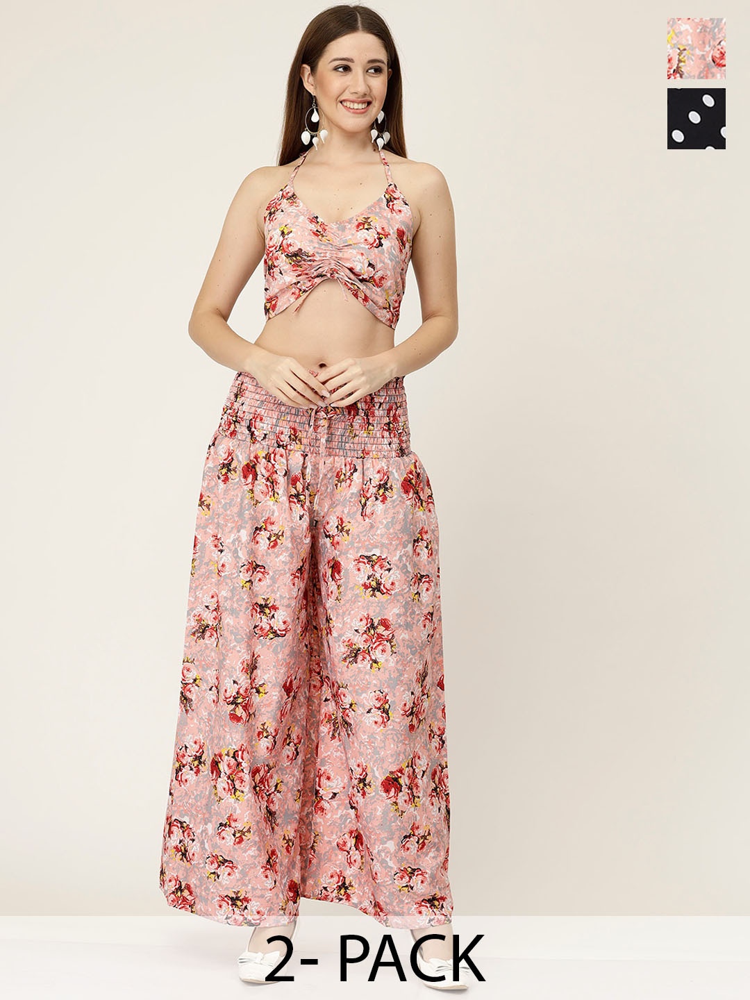

MISS AYSE Pack Of 2 Printed Top With Skirt, Pink