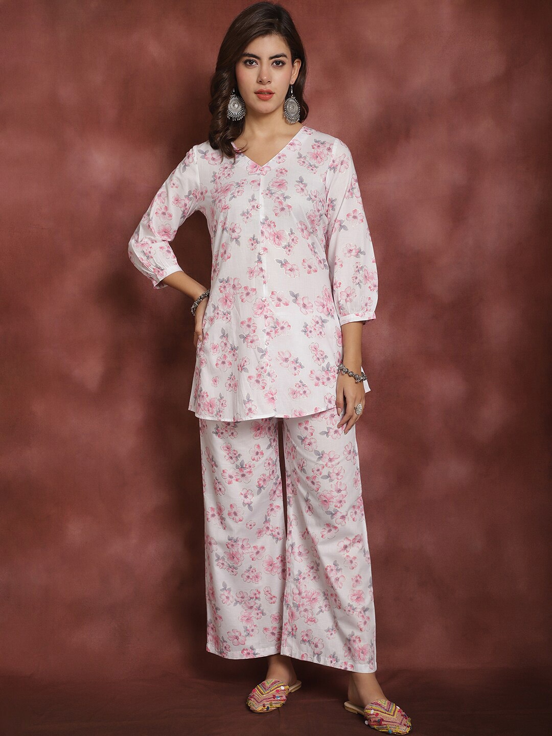 

Prakrti Printed Pure Cotton Top & Trouser, Off white