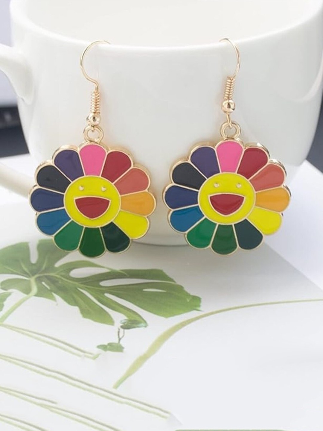 

EL REGALO Floral Drop Earrings, Green