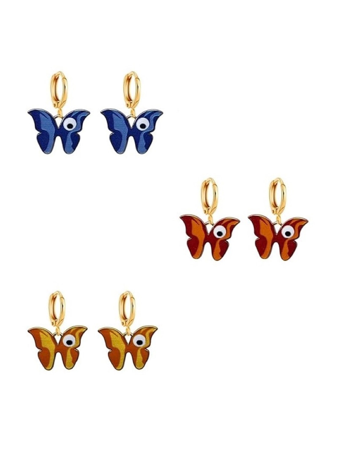 

EL REGALO Set Of 2 Contemporary Studs Earrings, Blue