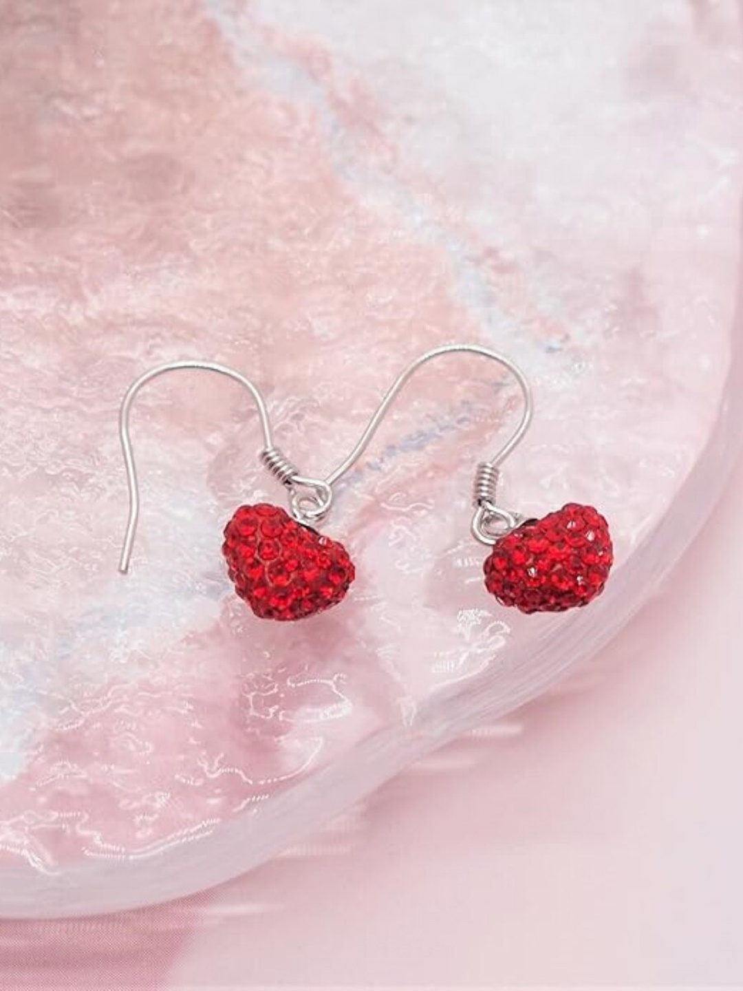 

EL REGALO Heart Shaped Drop Earrings, Red