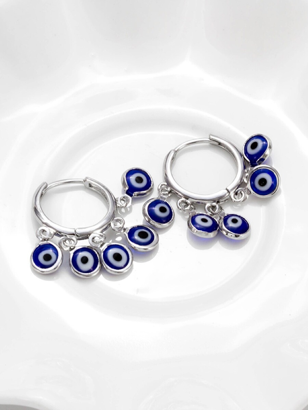 

EL REGALO Circular Drop Earrings, Blue