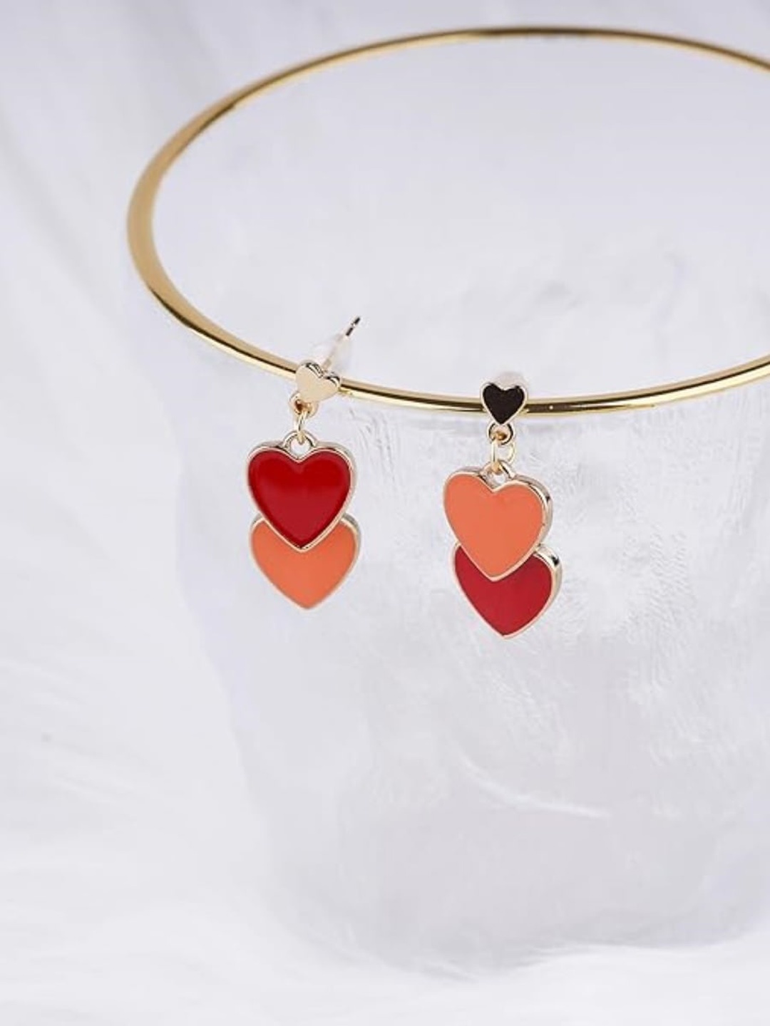 

EL REGALO Heart Shaped Drop Earrings, Red