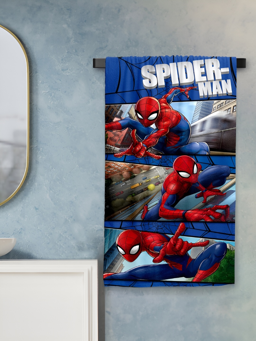 

Sassoon Red & Blue Spiderman Printed Cotton 380 GSM Bath Towel