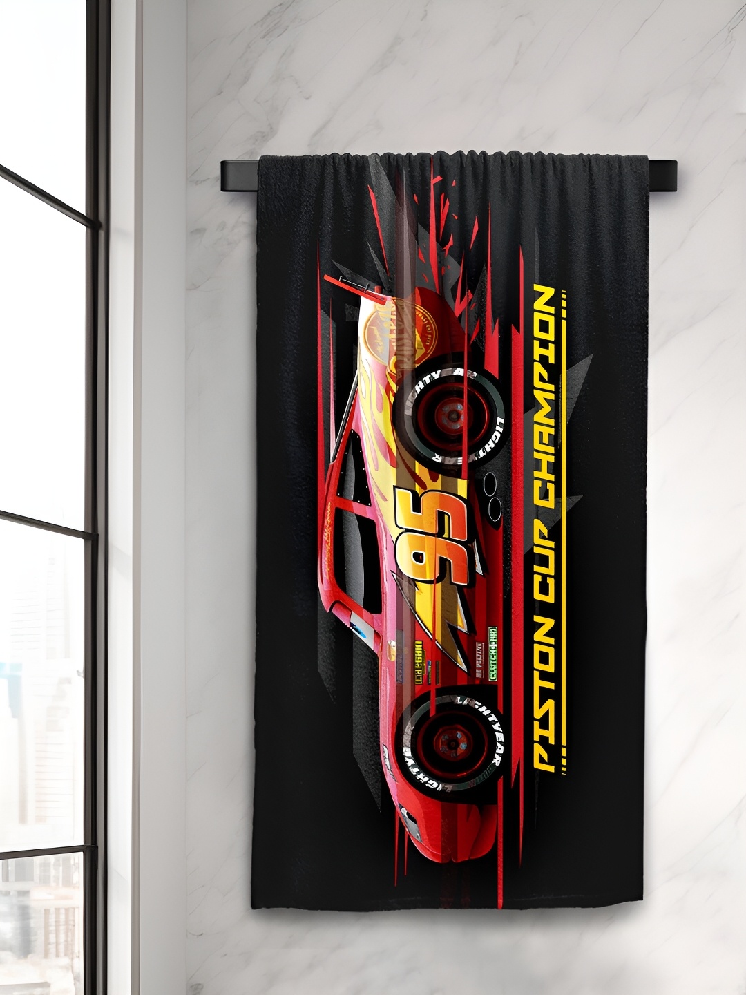 

Sassoon Red & Black Cars Printed Cotton 380 GSM Bath Towel