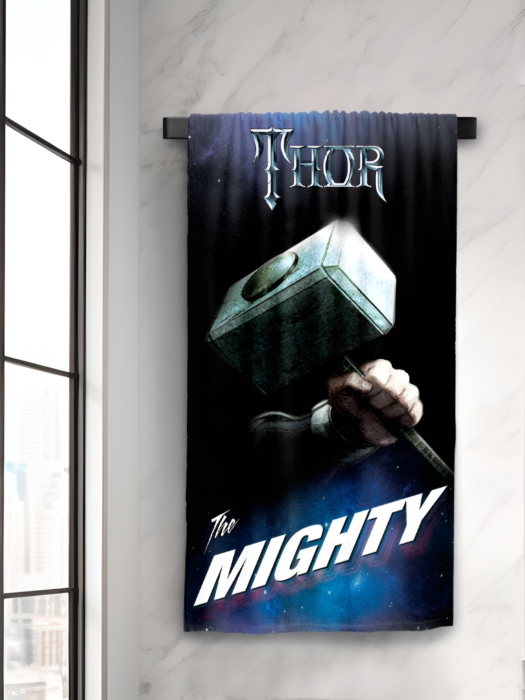 

Sassoon Navy Blue & White Thor Printed Cotton 380 GSM Bath Towel