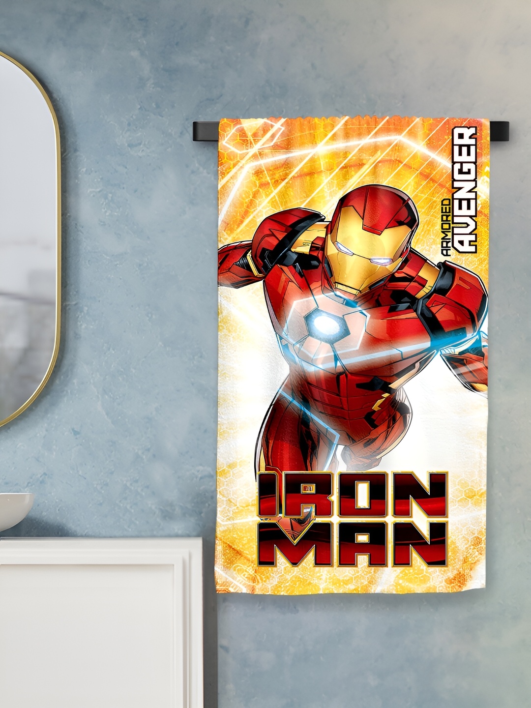 

Sassoon Red & Yellow Ironman Printed Cotton 380 GSM Bath Towel