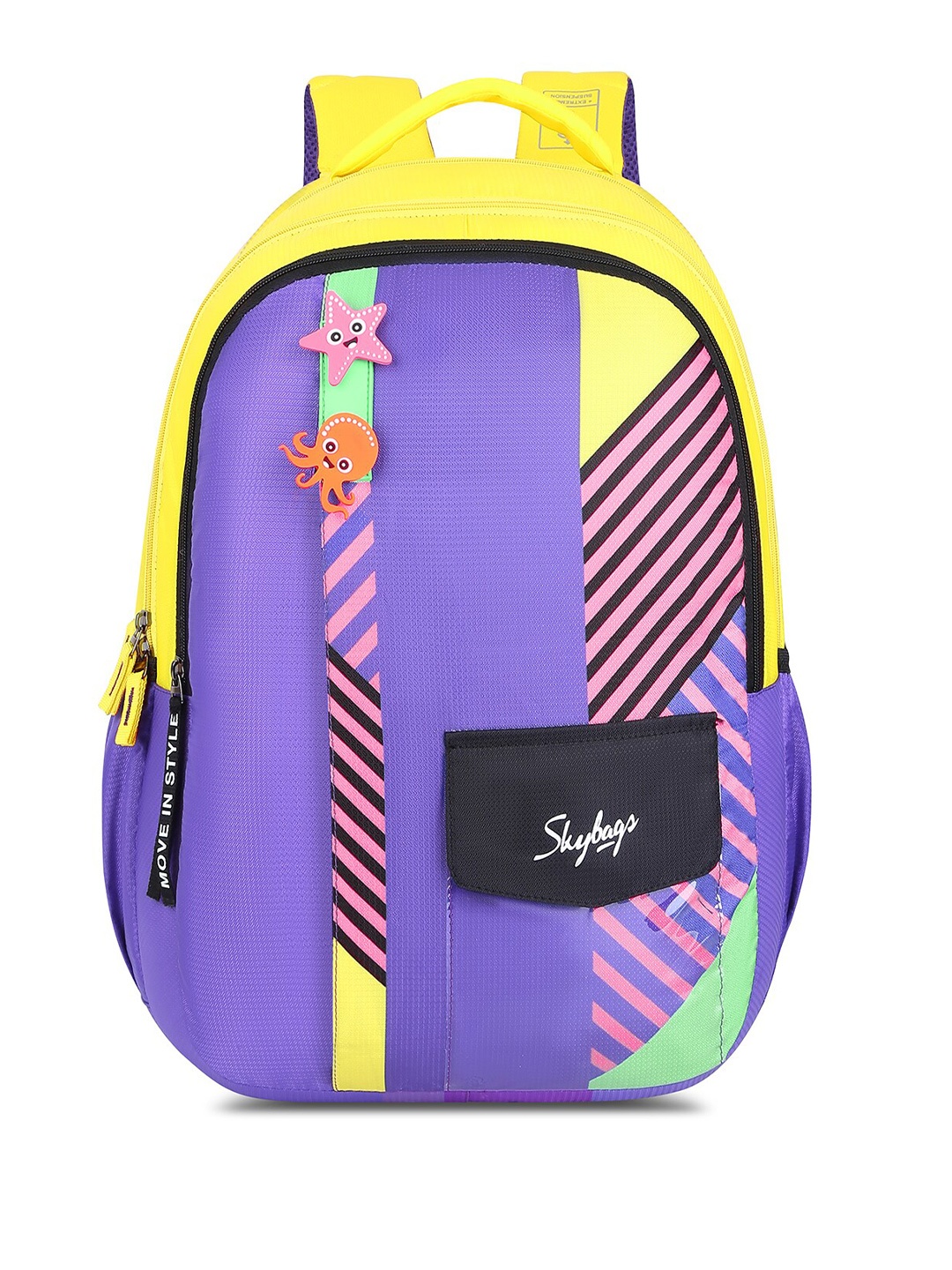 

Skybags Kids Striped Non Padded Backpack, Purple