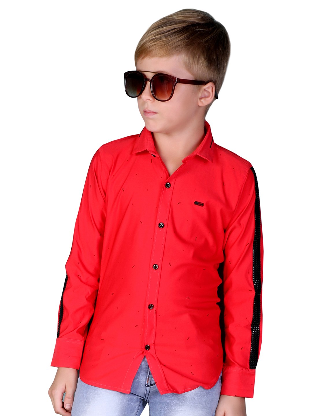 

BAESD Boys Classic Abstract Printed Casual Shirt, Red