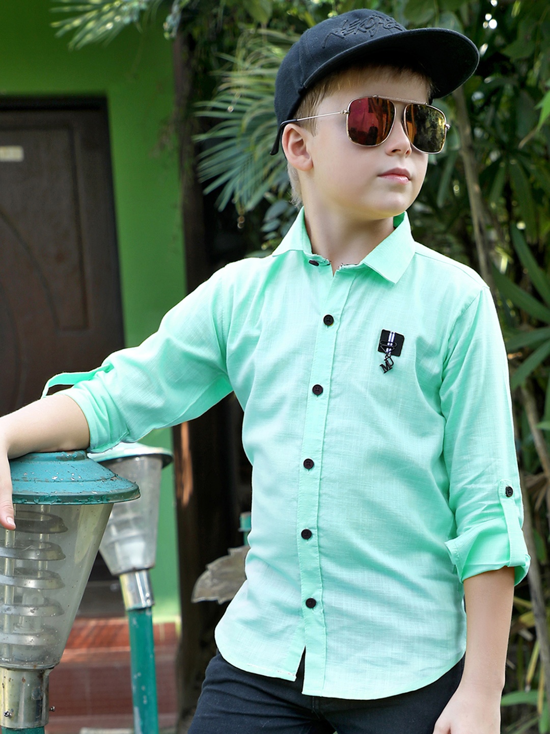 

BAESD Boys Classic Spread Collar Cotton Casual Shirt, Green