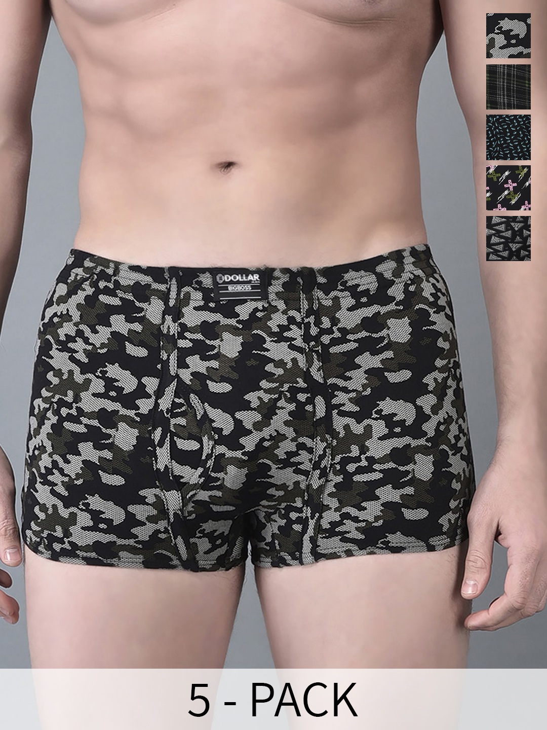 

Dollar Bigboss Men Pack of 5 Printed Soft Combed Cotton Trunk- MBTR-09-CZYMINI, Assorted