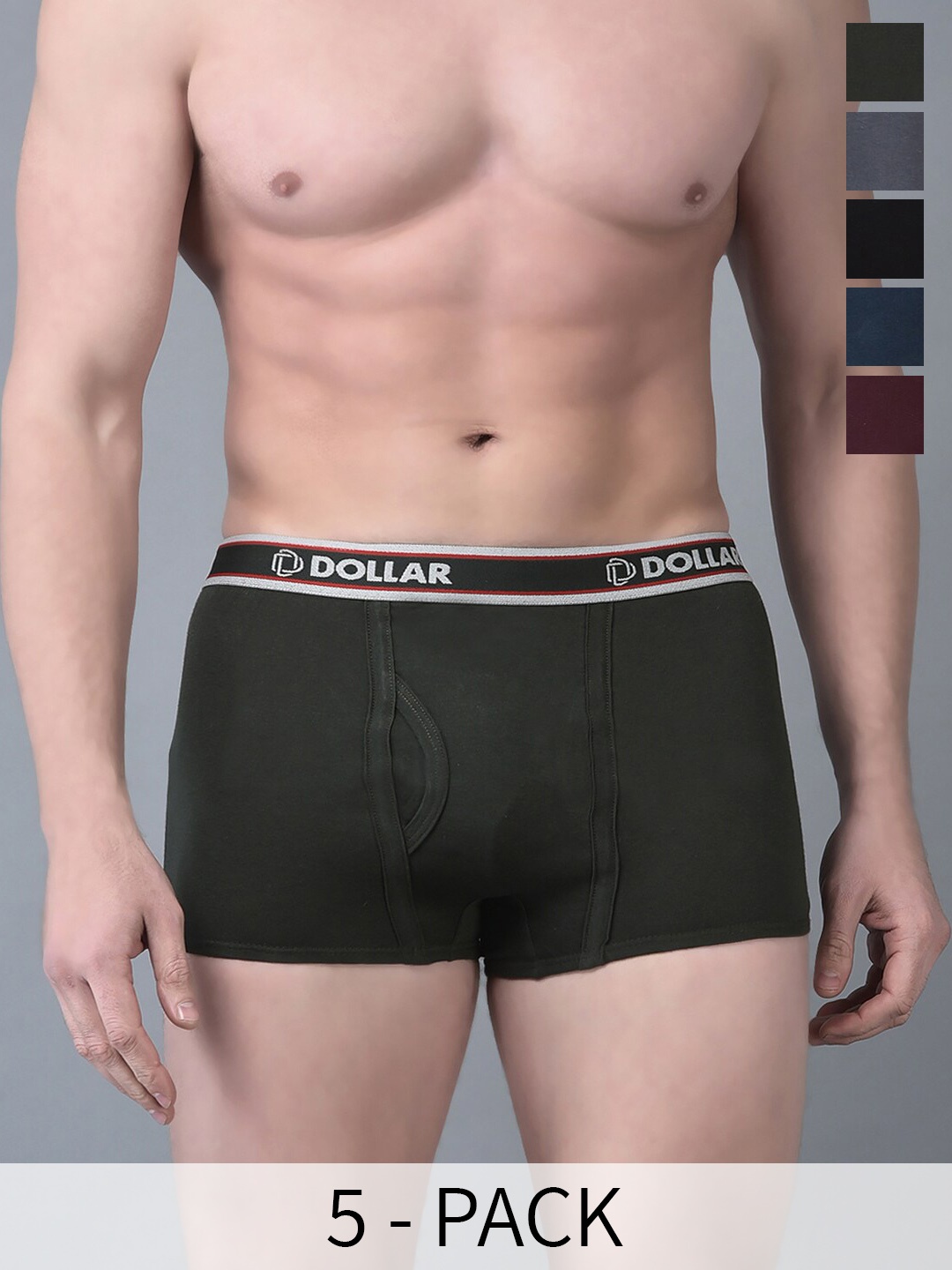 

Dollar Bigboss Men Pack of 5 Combed Cotton Double Pouch Support Trunk- MBTR-01-MINI-PO5, Assorted