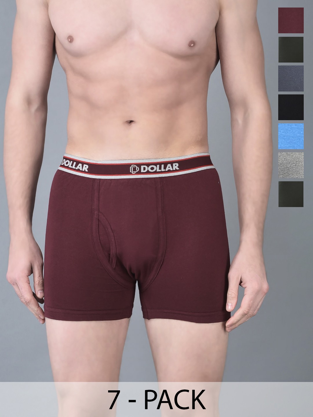 

Dollar Bigboss Men Pack of 7 Combed Cotton Interlock Trunk- MBTR-04-SCD-PO7, Assorted