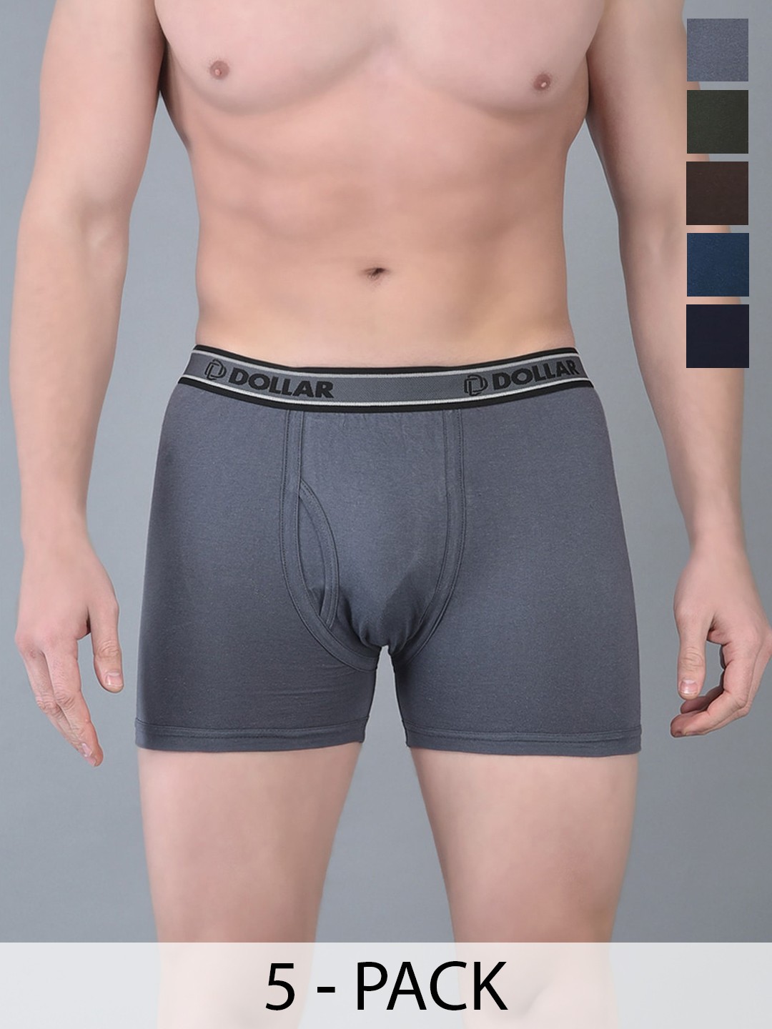 

Dollar Bigboss Men Solid Pack of 5 Combed Cotton Classy Trunks, Assorted