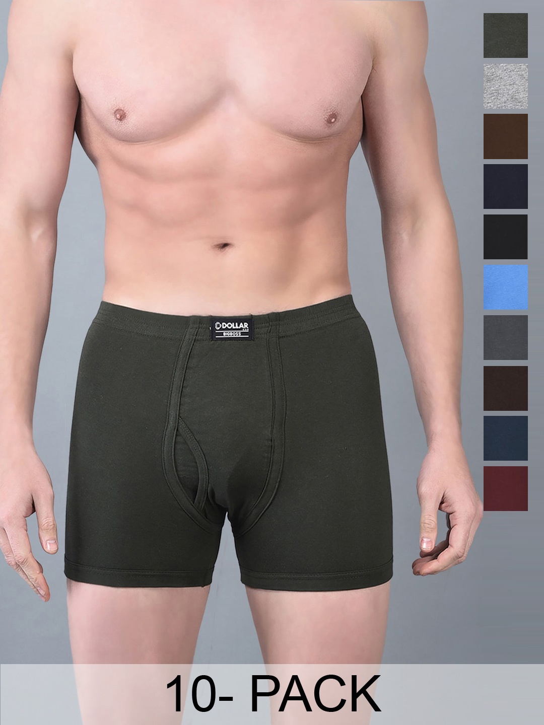 

Dollar Bigboss Men 10 Combed Cotton Plush-Backed Waistband Trunk MBTR-02-BOXER-PO10-S24, Assorted