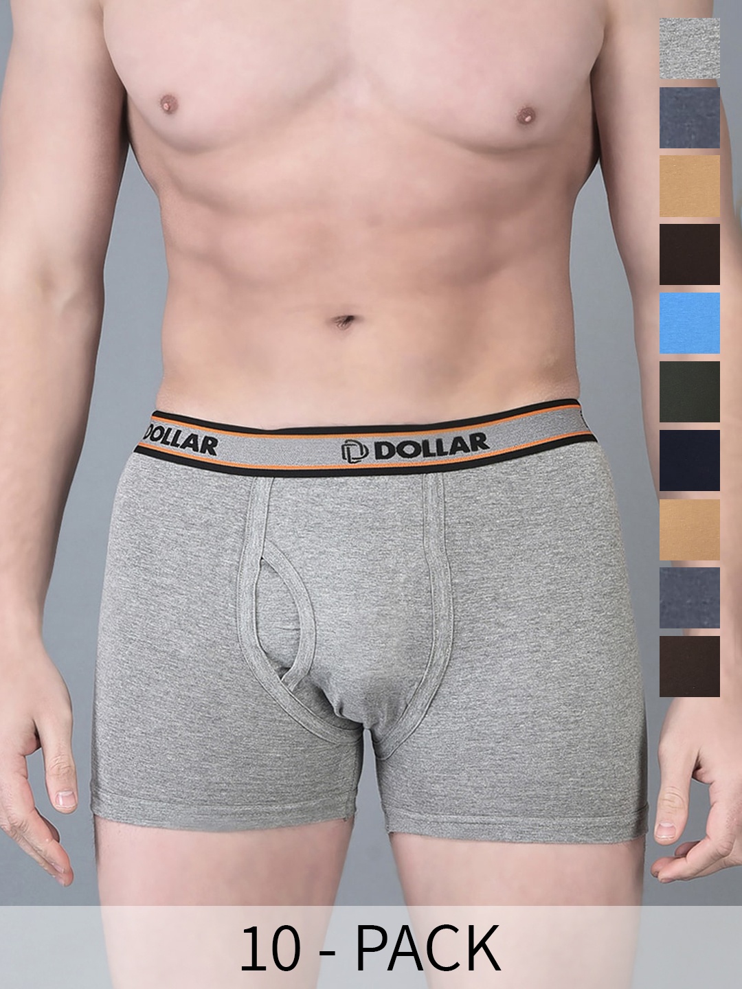 

Dollar Bigboss Men Solid Pack of 10 Combed Cotton Classy Trunk, Assorted
