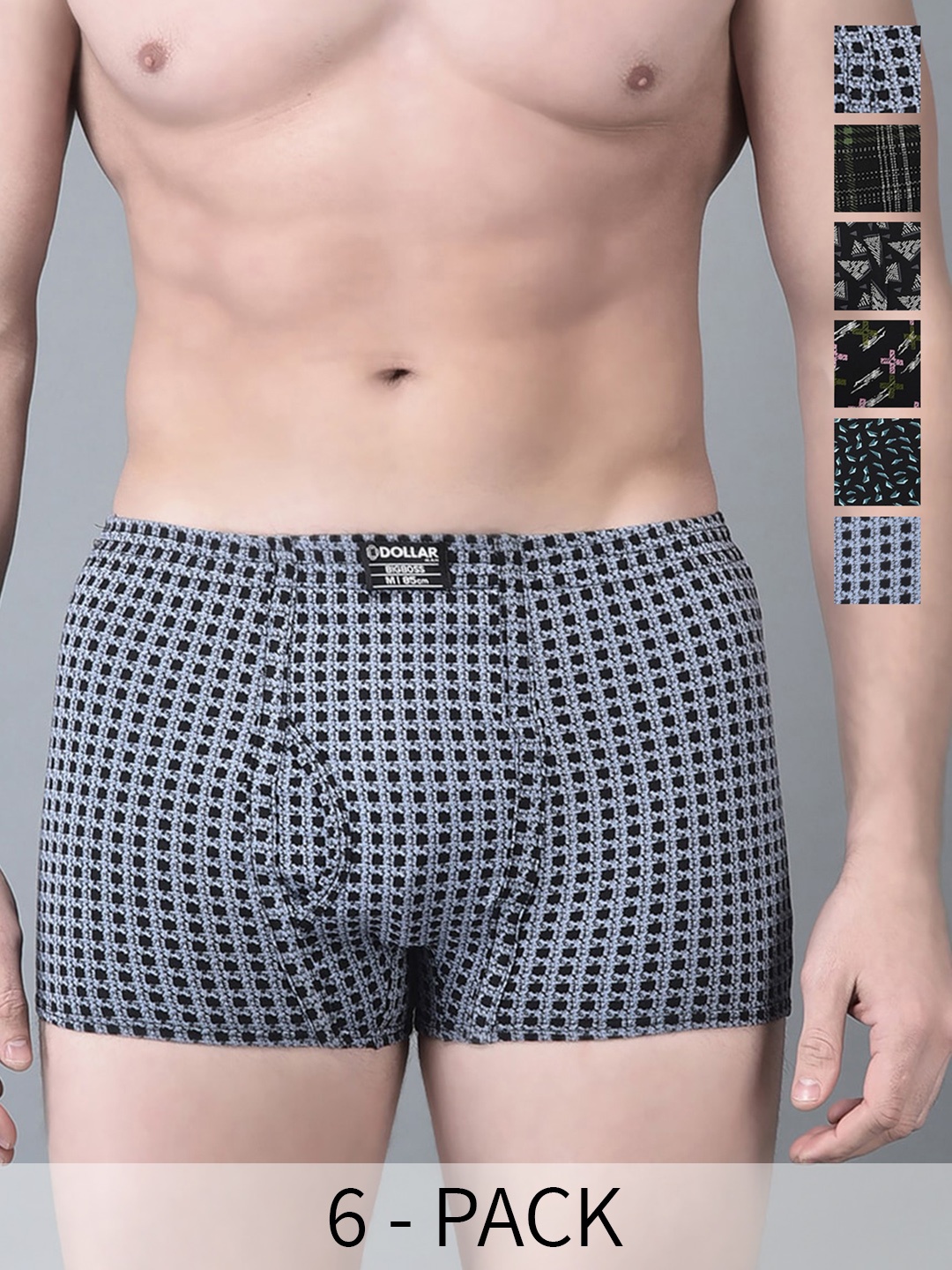 

Dollar Bigboss Men Printed Pack of 5 Soft Combed Cotton Trunk, Assorted