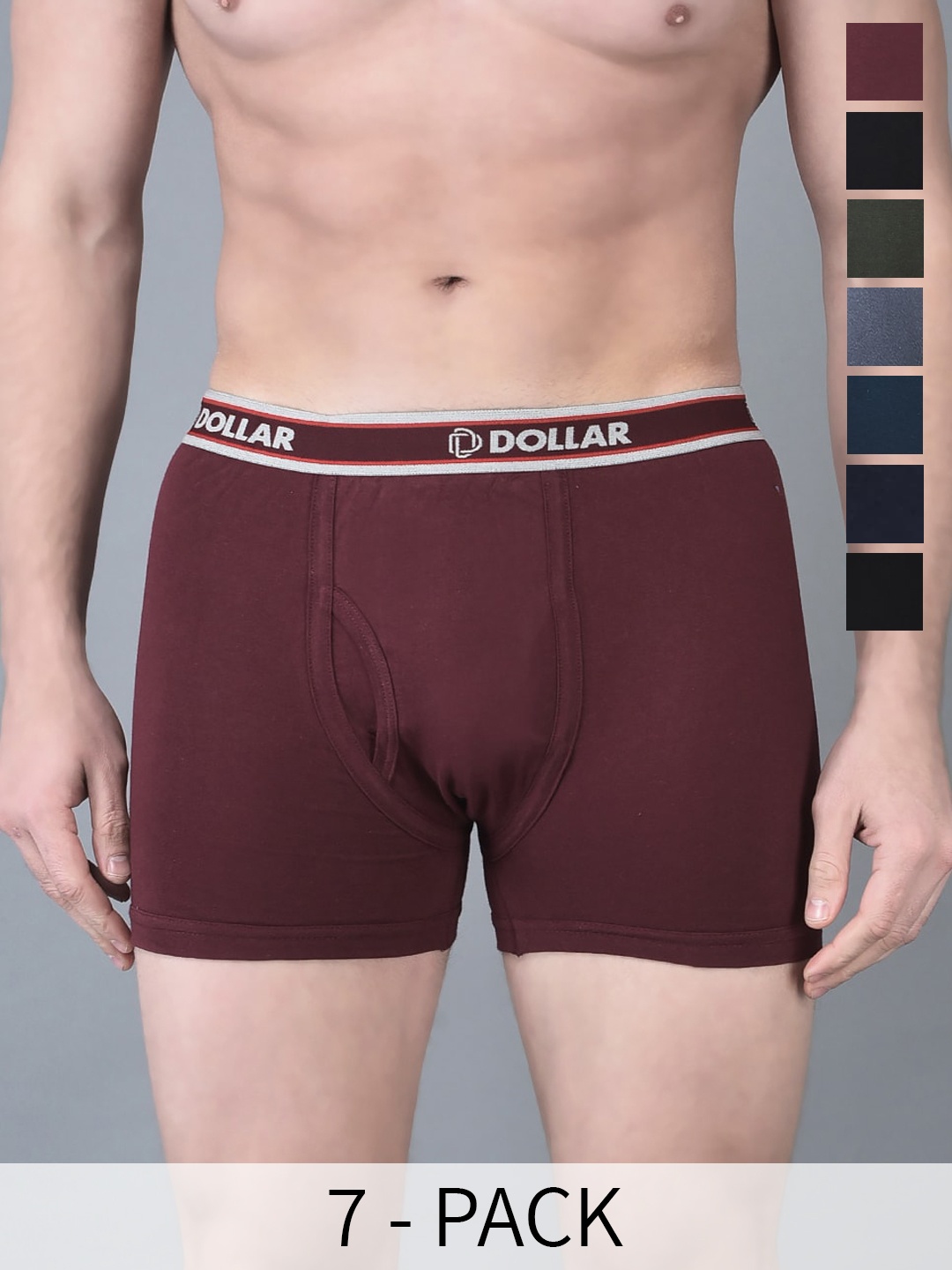 

Dollar Bigboss Men Solid Pack of 7 Combed Cotton Classy Trunk, Assorted
