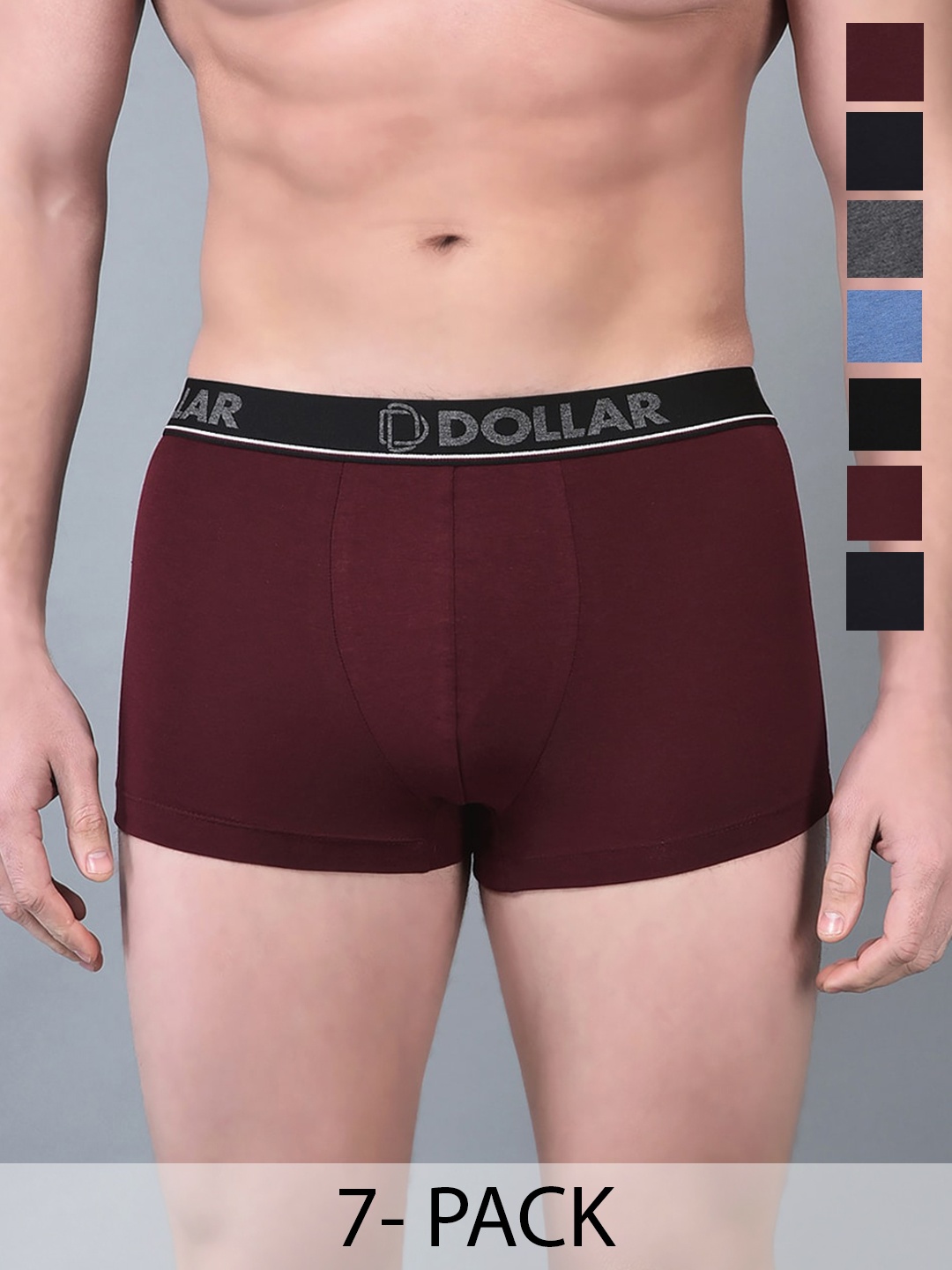 

Dollar Bigboss Pack Of 7 Shuffle Intellisoft Cotton Modal Trunks MJTR-15-DYNMO-PO7-S24, Assorted