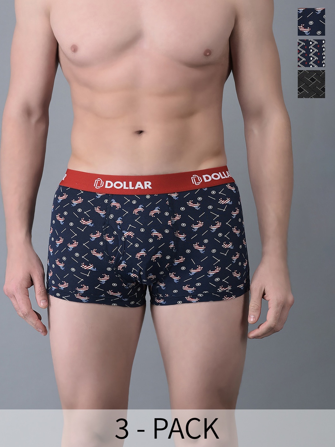 

Dollar Bigboss Men Printed Pack of 5 Combed Cotton Trunk, Assorted