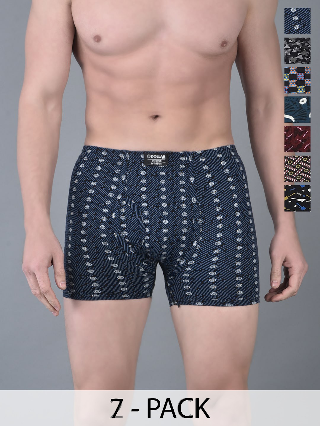 

Dollar Bigboss Men Pack of 7 Printed Soft Combed Cotton Trunk- MBTR-10, Assorted
