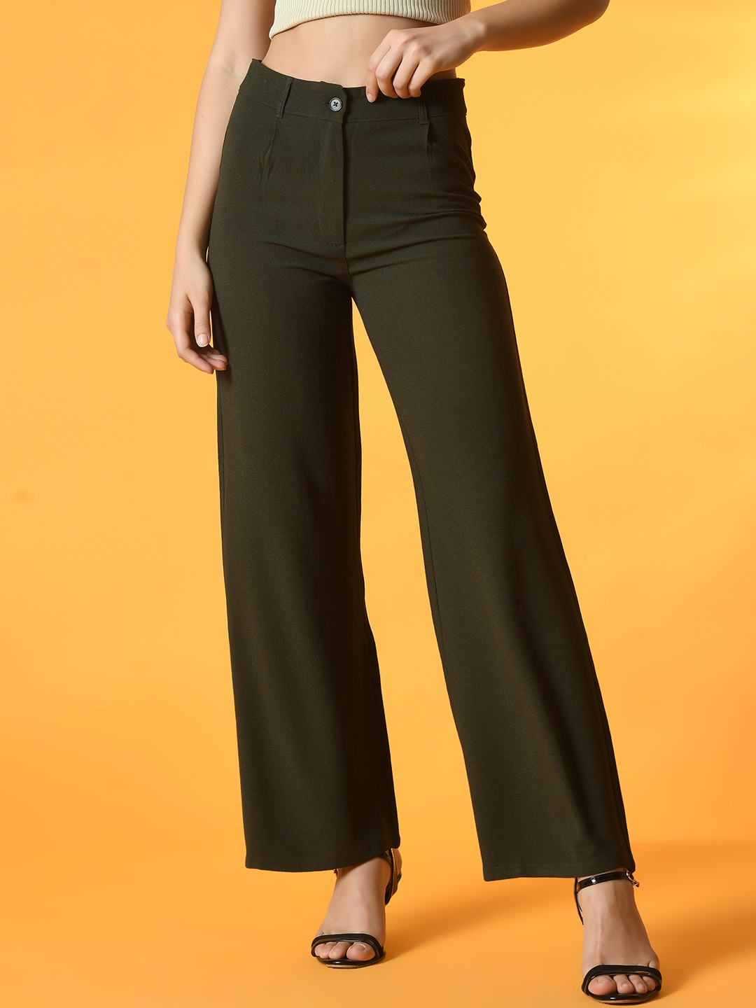 

PANDORNA Women Relaxed High Rise Regular Fit Parallel Trouser, Olive