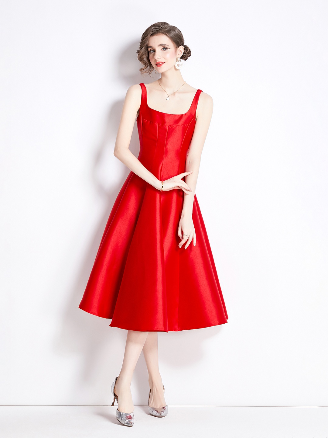 

JC Collection Sleeveless Fit & Flare Midi Dress, Red