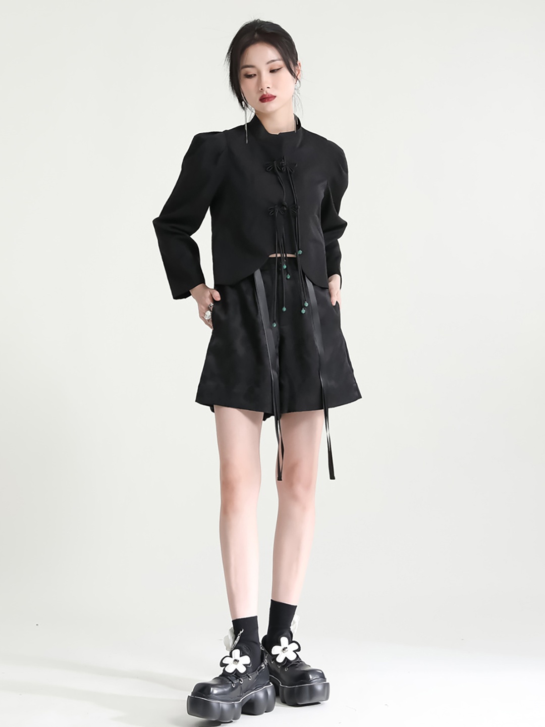 

JC Collection High Neck Shirt Style Top, Black