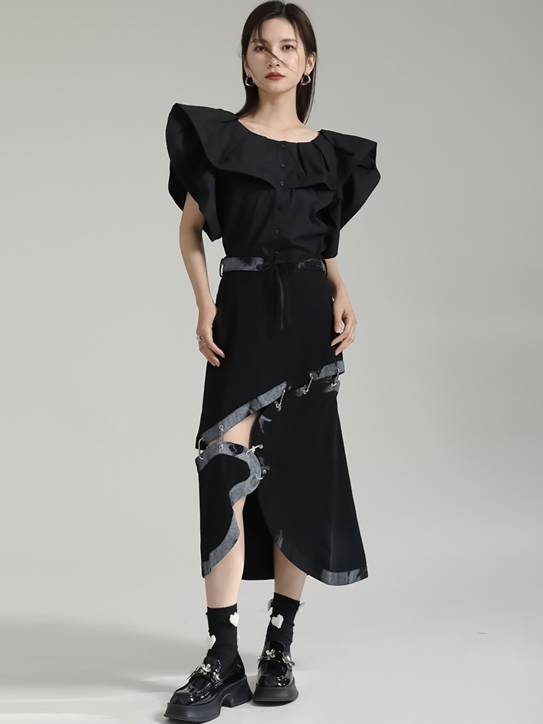 

JC Collection Women A-Line Midi Skirt, Black