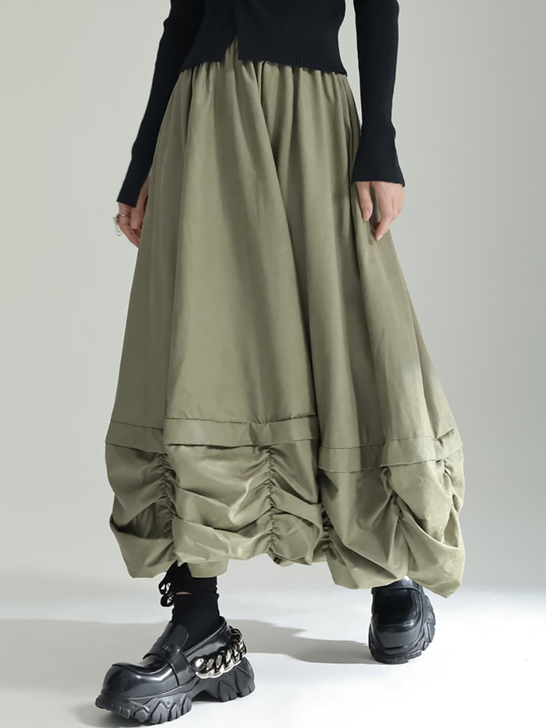 

JC Collection Women A-line Midi Skirt, Green