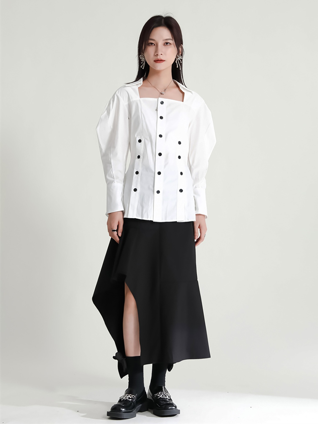 

JC Collection Puff Sleeves Casual Shirt, White