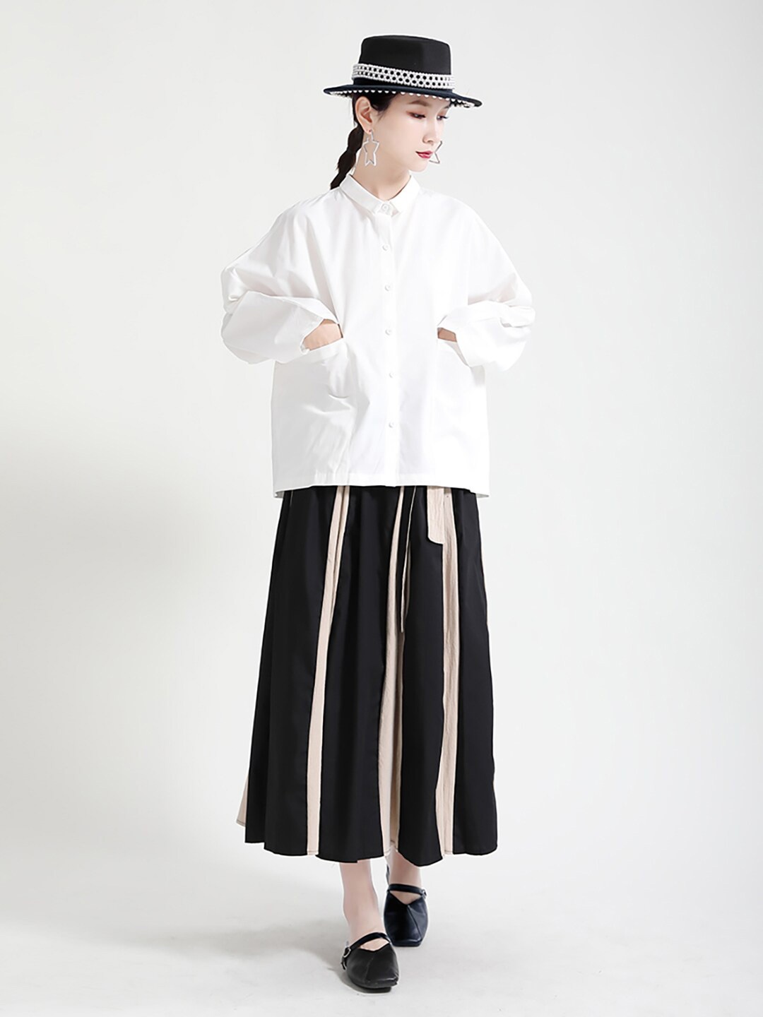 

JC Collection Shirt Collar Back Slit Shirt Style Top, White