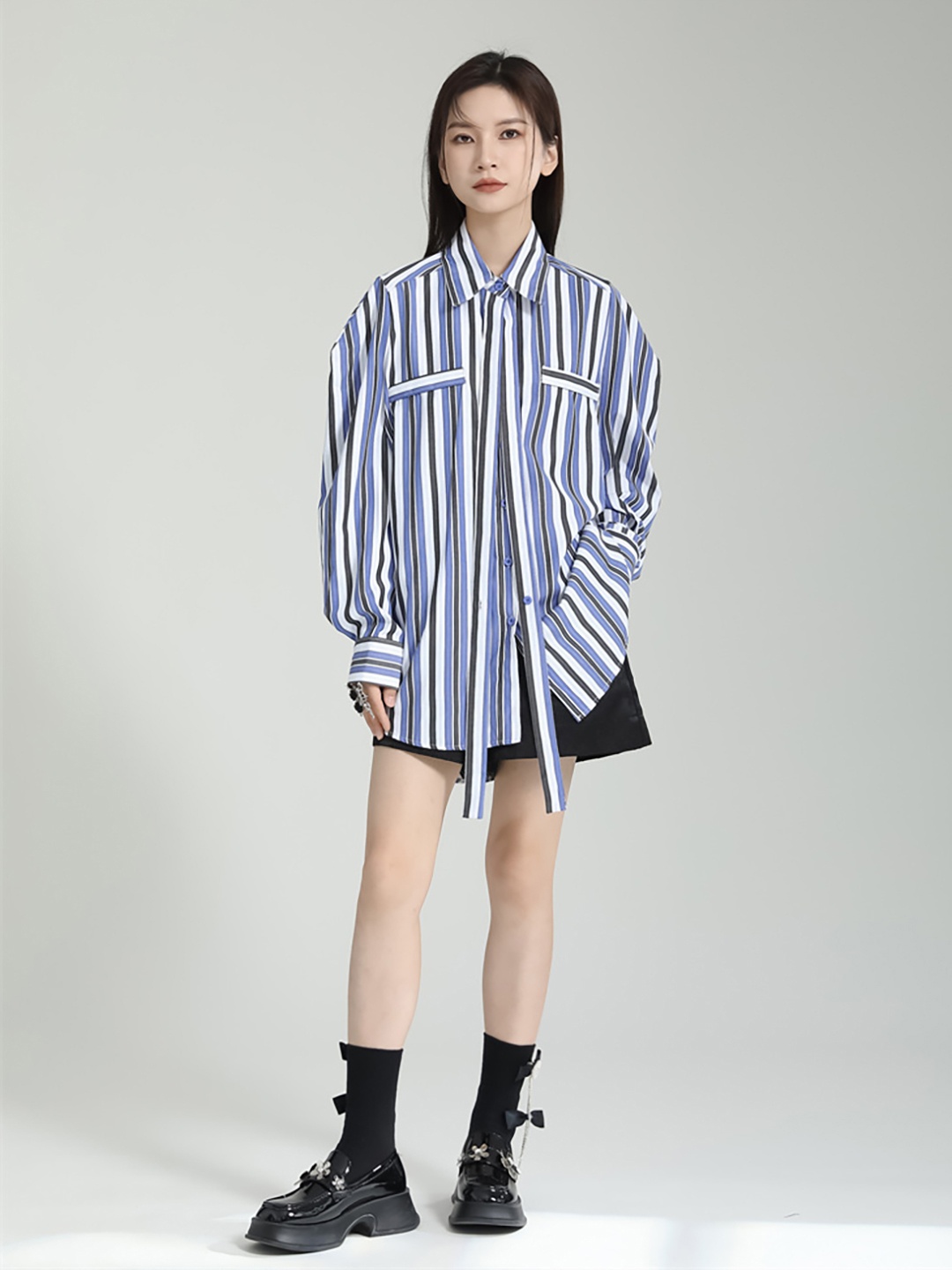 

JC Collection Vertical Striped Casual Shirt, Blue