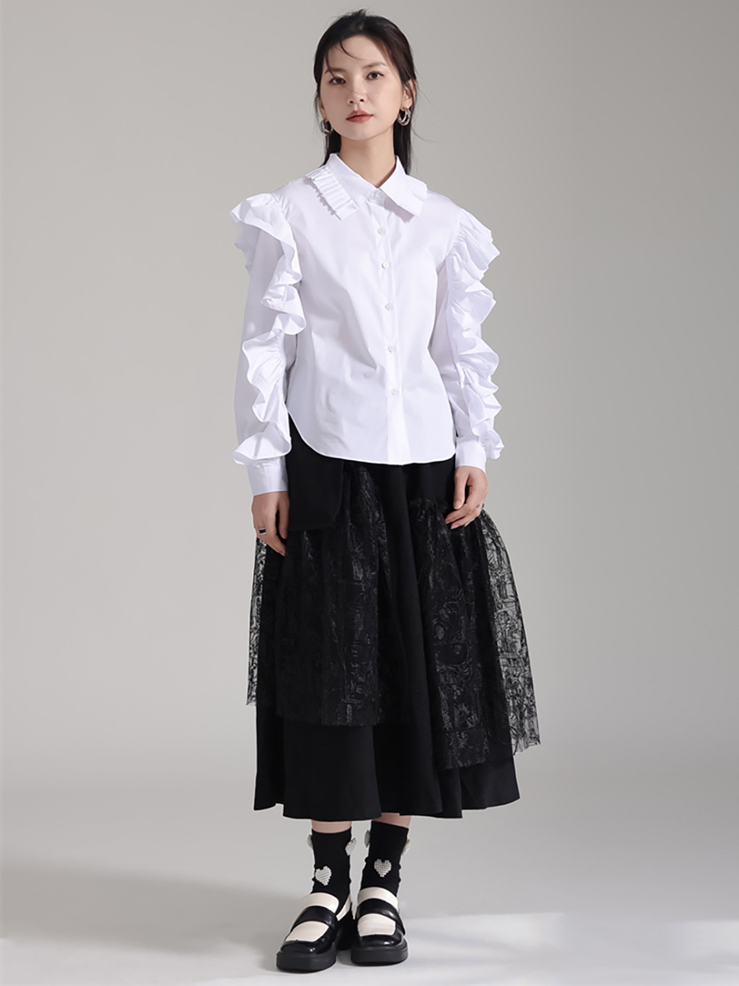 

JC Collection Puff Sleeves Longline Casual Shirt, White