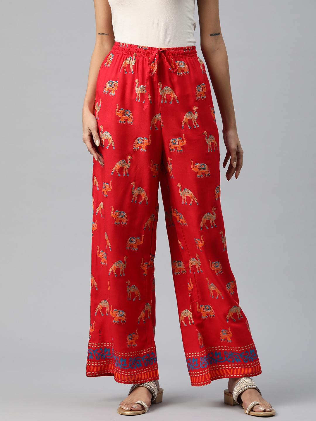 

Readiprint Ethnic Motifs Printed Ethnic Palazzos, Red