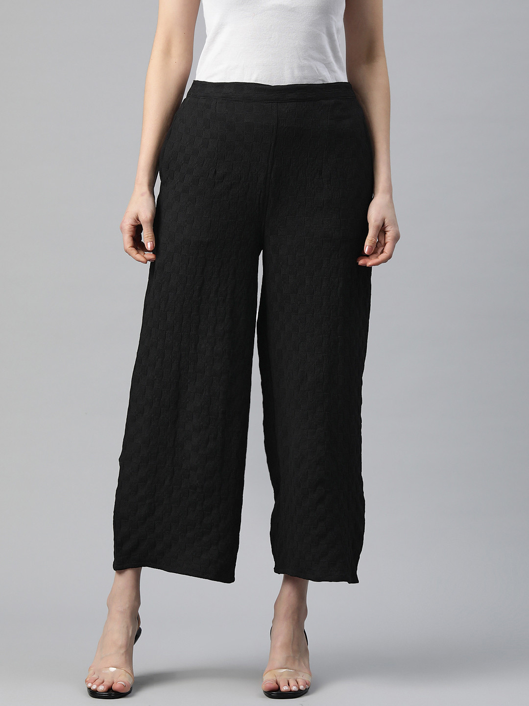 

Readiprint Checked Self Design Ethnic Palazzos, Black