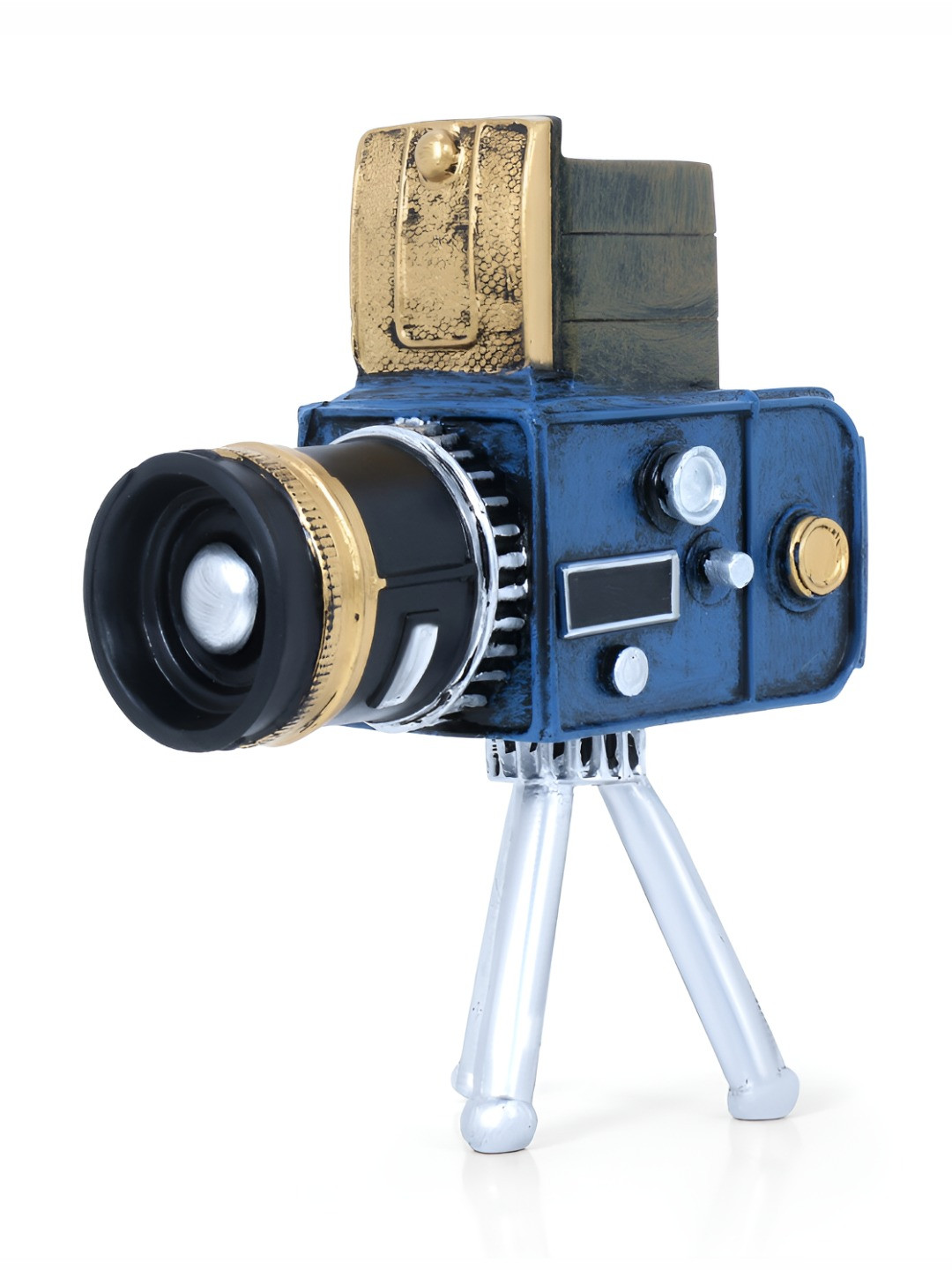 

A Vintage Affair- Home Decor Blue & Gold Vintage Tripod Camera Tabletop Accent Showpiece