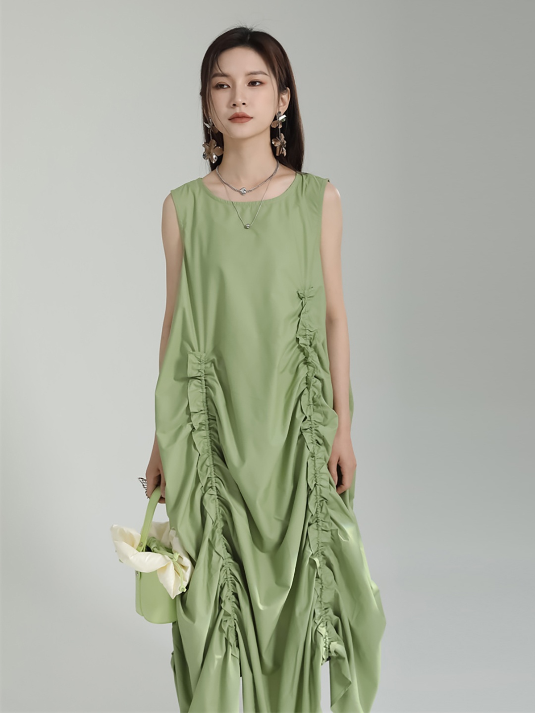 

JC Collection Sleeveless Ruched A-Line Dress, Green