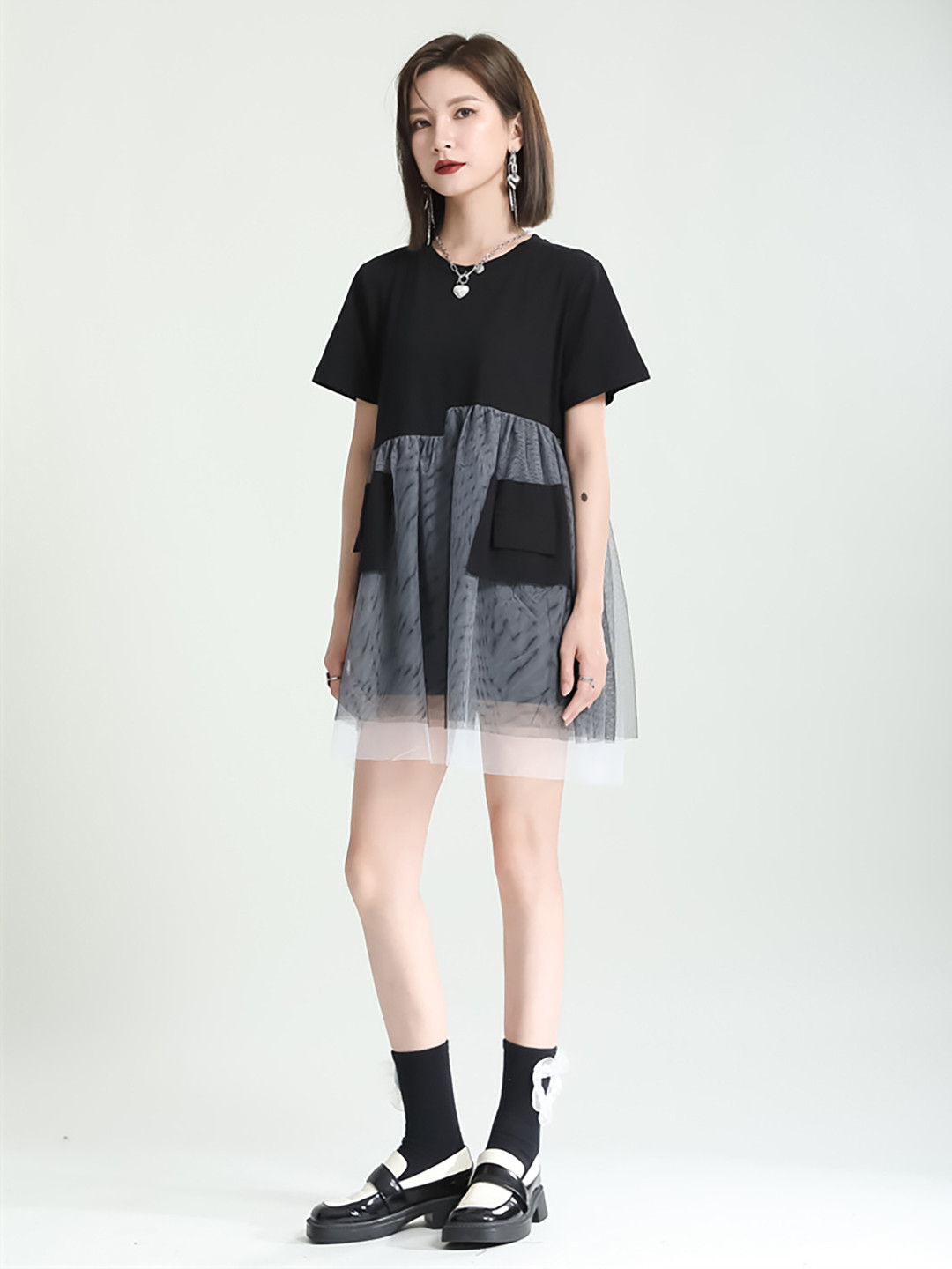 

JC Collection Colourblocked A-Line Dress, Black