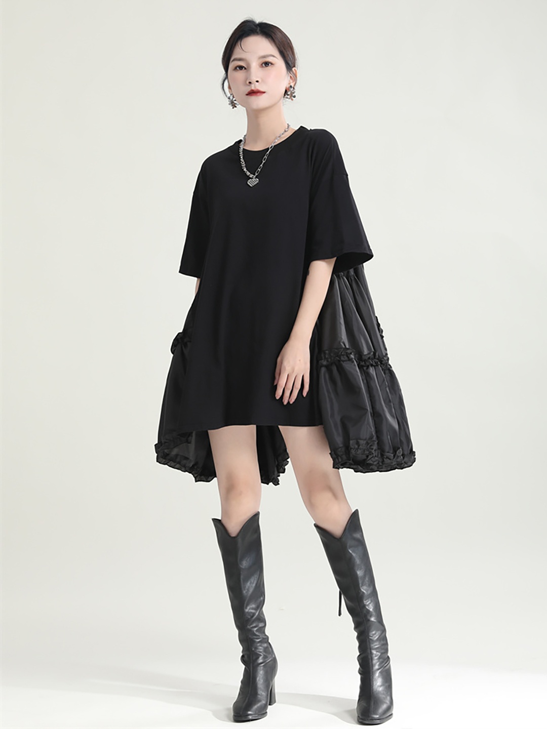 

JC Collection Flared Sleeve A-Line Dress, Black