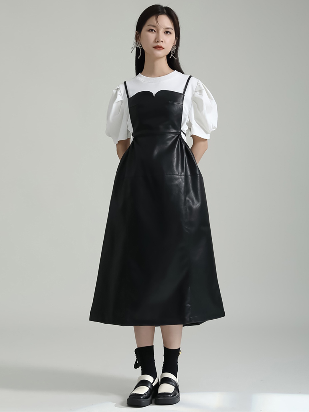 

JC Collection Shoulder Strap Fit & Flare Midi Dress, Black