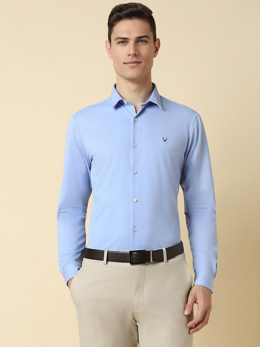 

Allen Solly Spread Collar Slim Fit Formal Pure Cotton Shirt, Blue