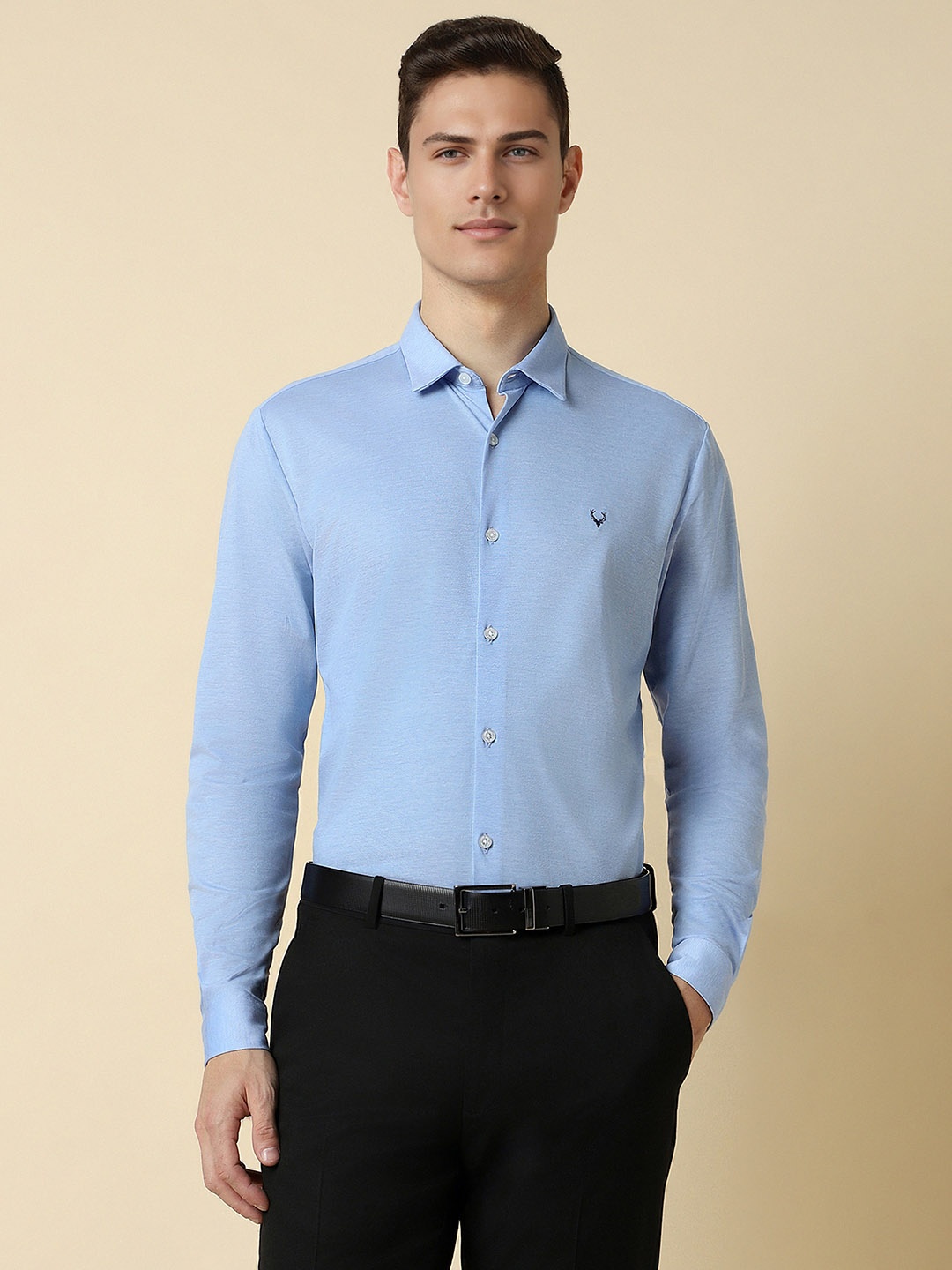 

Allen Solly Slim Fit Long Sleeves Pure Cotton Formal Shirt, Blue