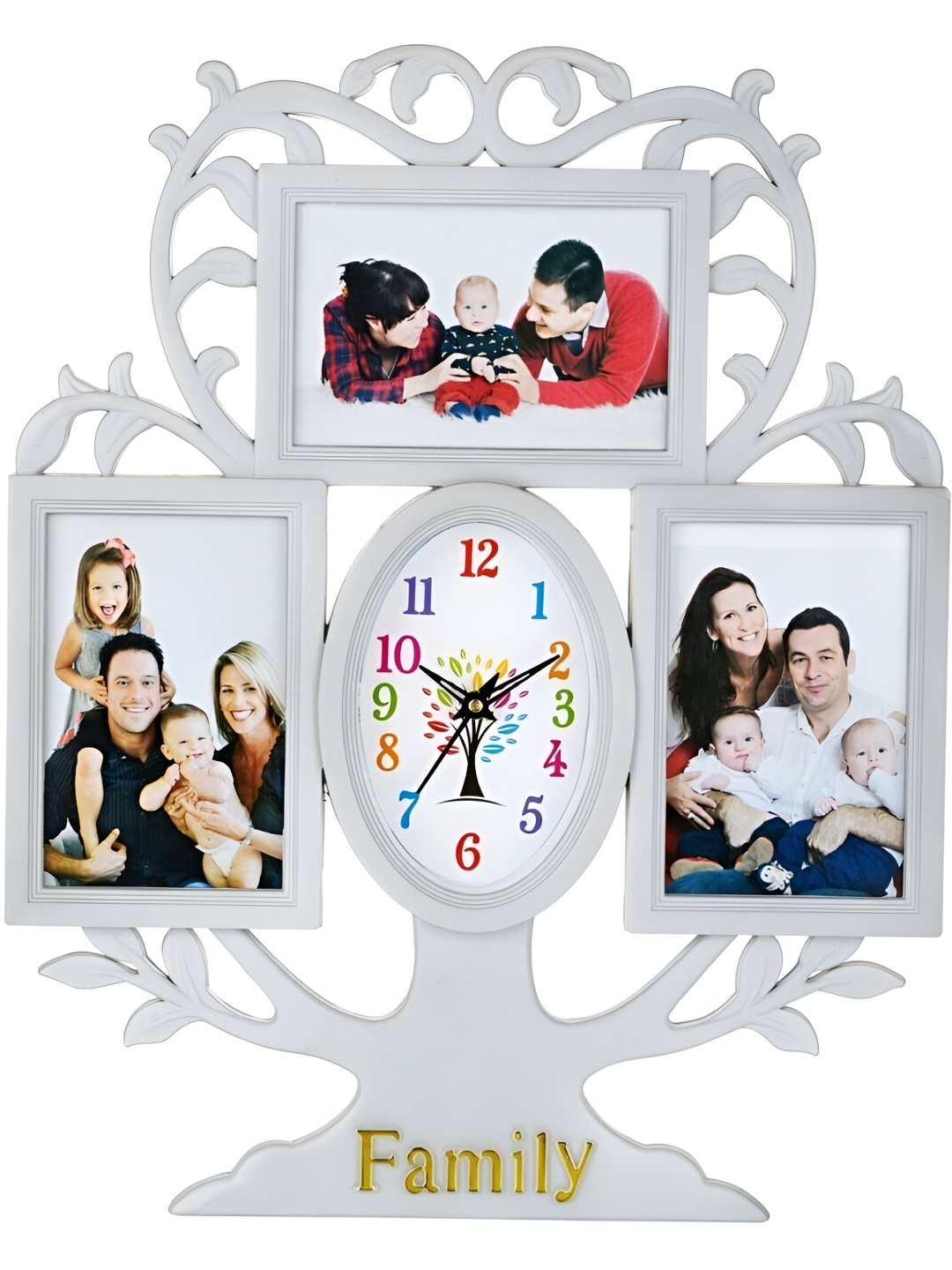 

Attractionz White & Black Oval Shaped Contemporary Analogue Wall Clock With Photo Frame