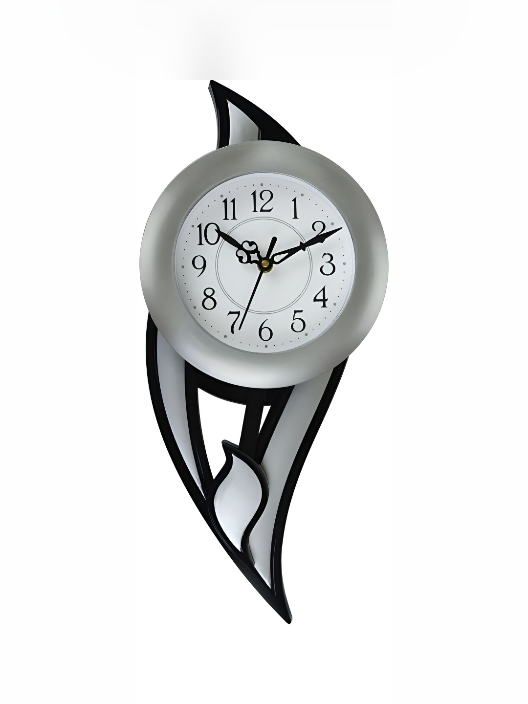 

Attractionz Silver-Toned & Black Round Contemporary Wall Clock