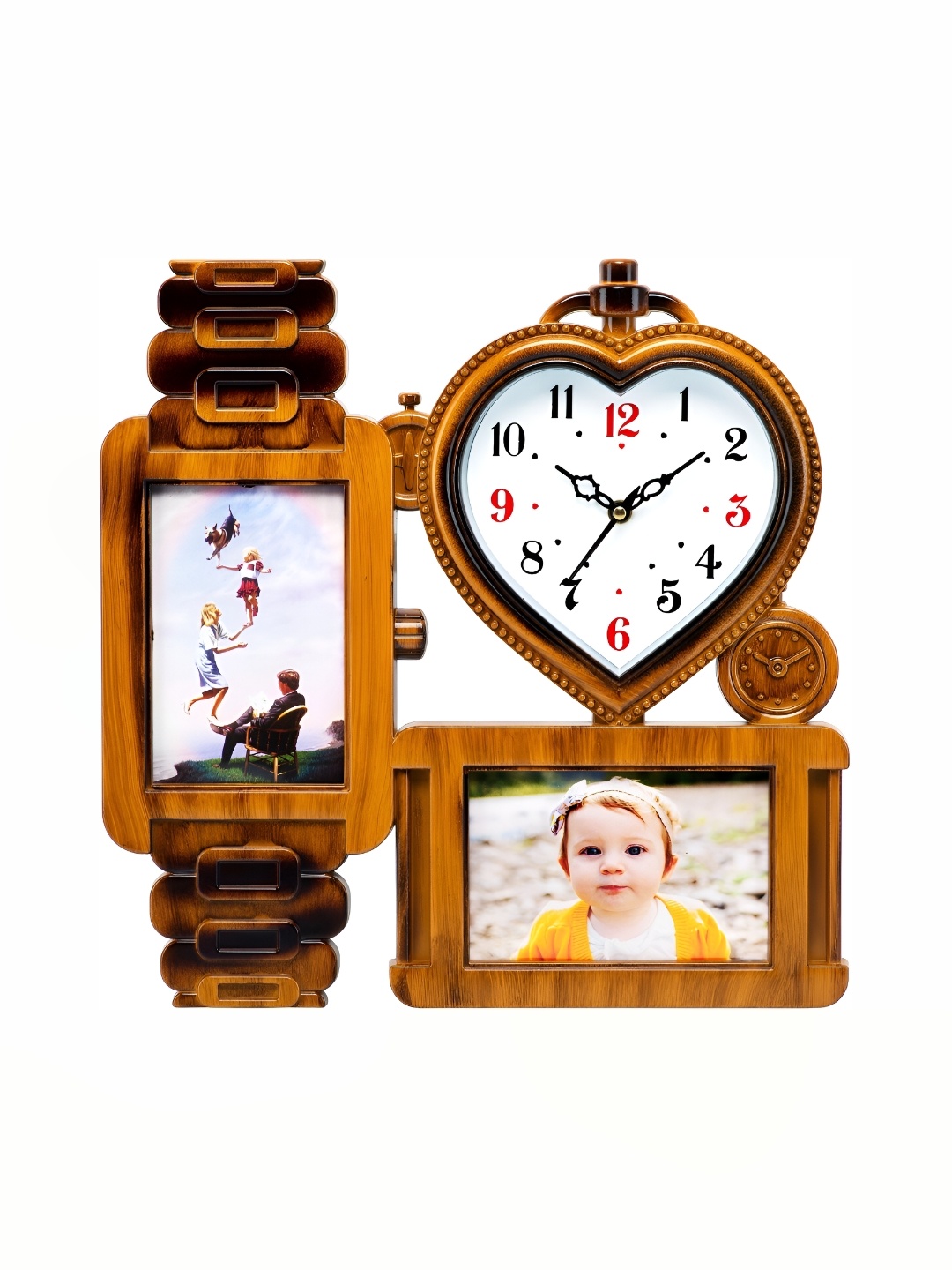 

Attractionz Beige Geometric Shaped Photo Frame Contemporary Analogue Wall Clock