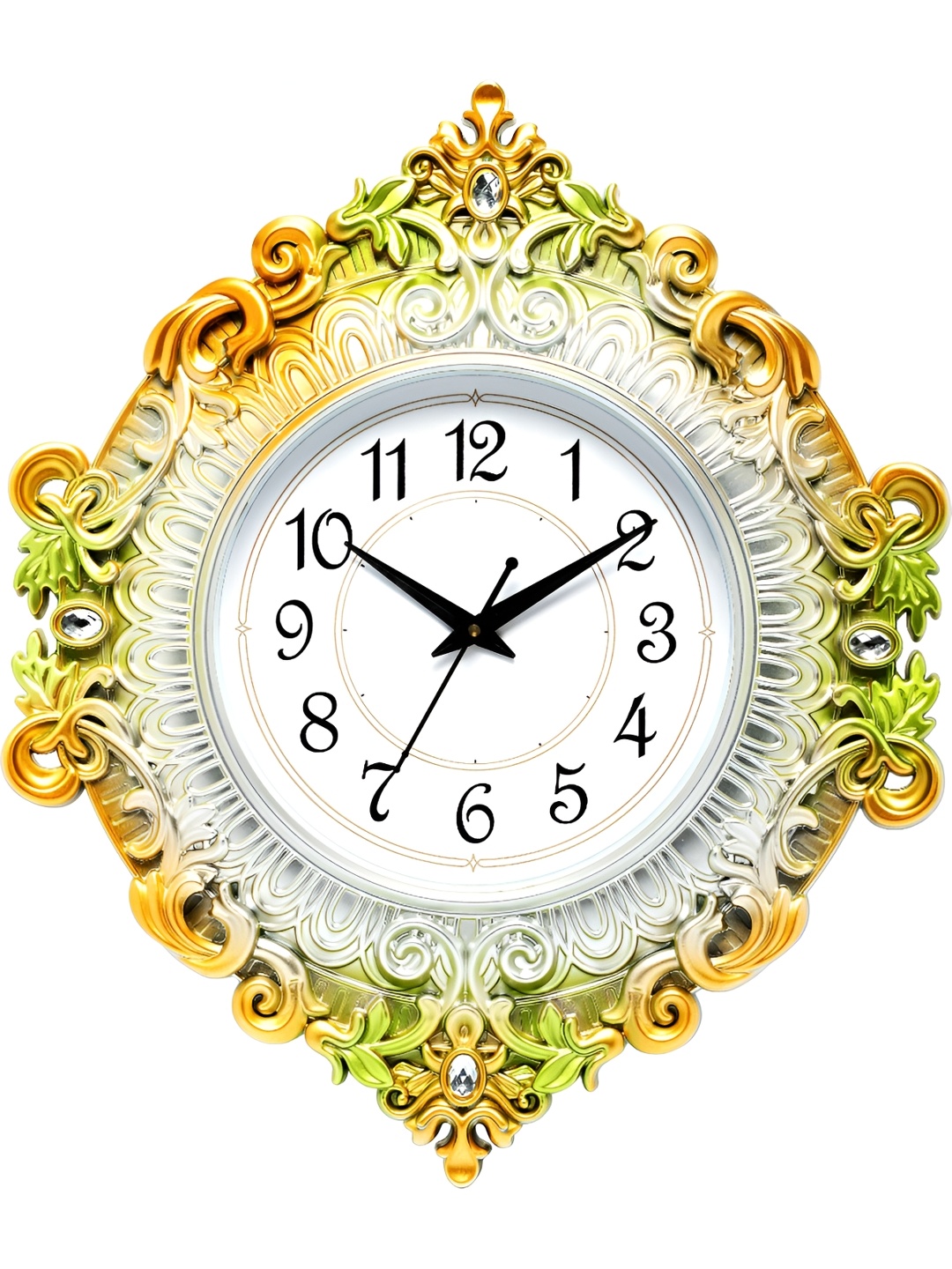 

Attractionz Green & White Textured Contemporary Round Shaped Pendulum Wall Clock