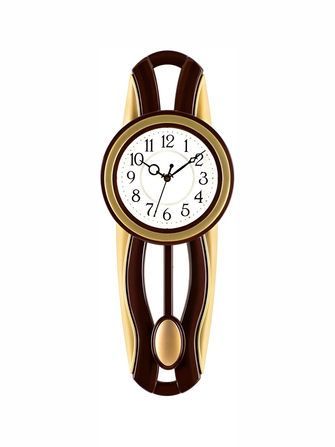 

Attractionz Gold Toned & Brown Round Analogue Wall Clock