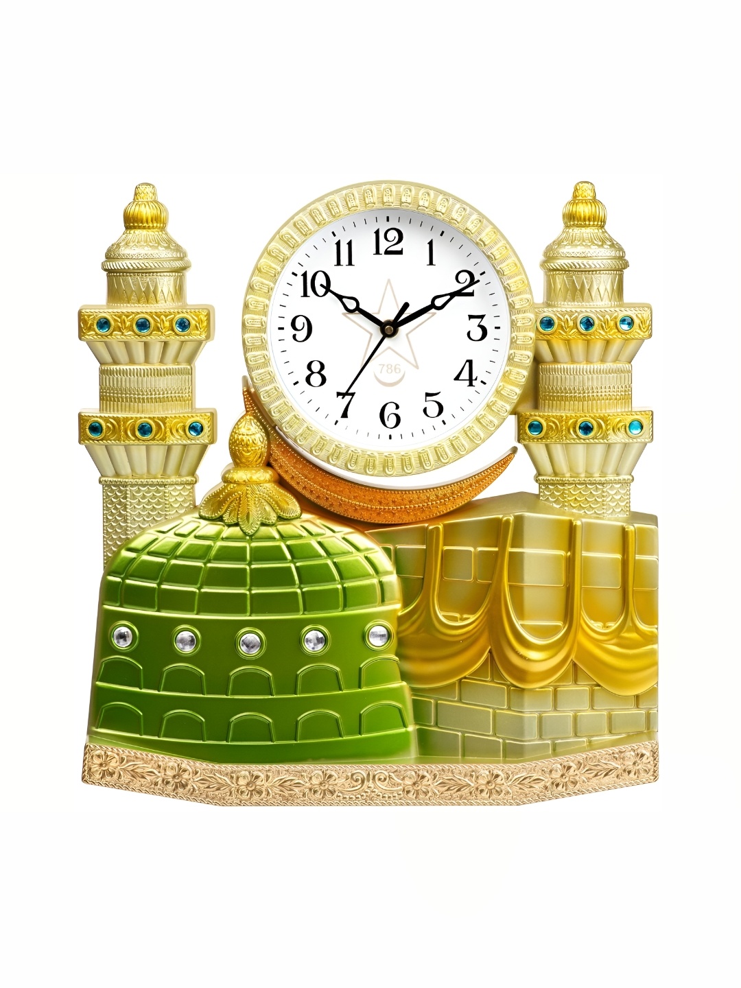 

Attractionz Gold-Toned & Green Contemporary Round Shaped Analogue Wall Clock